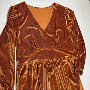 Velvet Rust Brown V-Neck Maxi Dress CurveSoul 2XL.